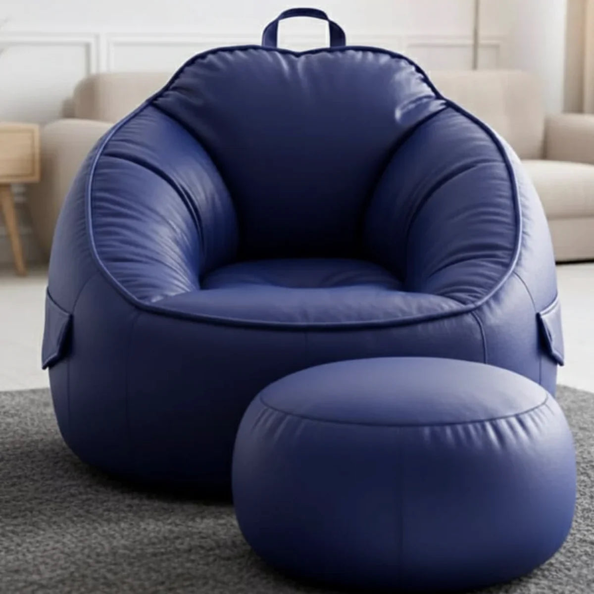 طقم بين باج مع بف جلد، قطعتين - أزرق