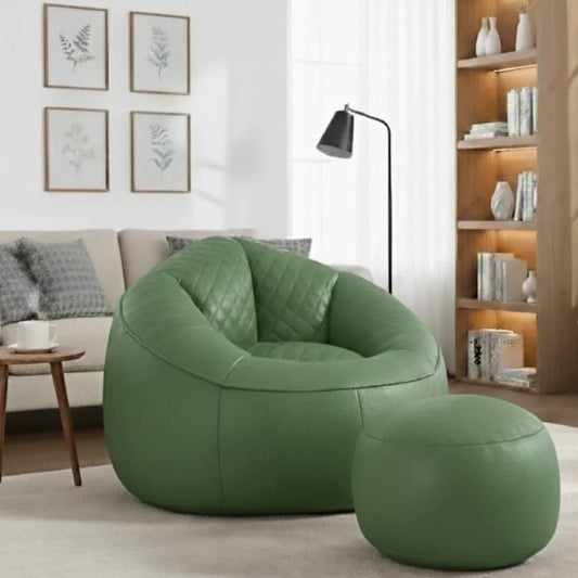 طقم بين باج مع بف جلد، قطعتين - أخضر فاتح