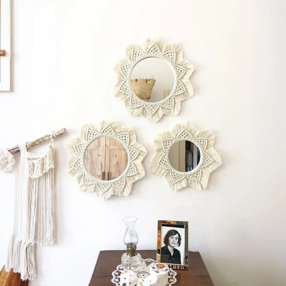 طقم مرايات مكرمية، 3 قطع