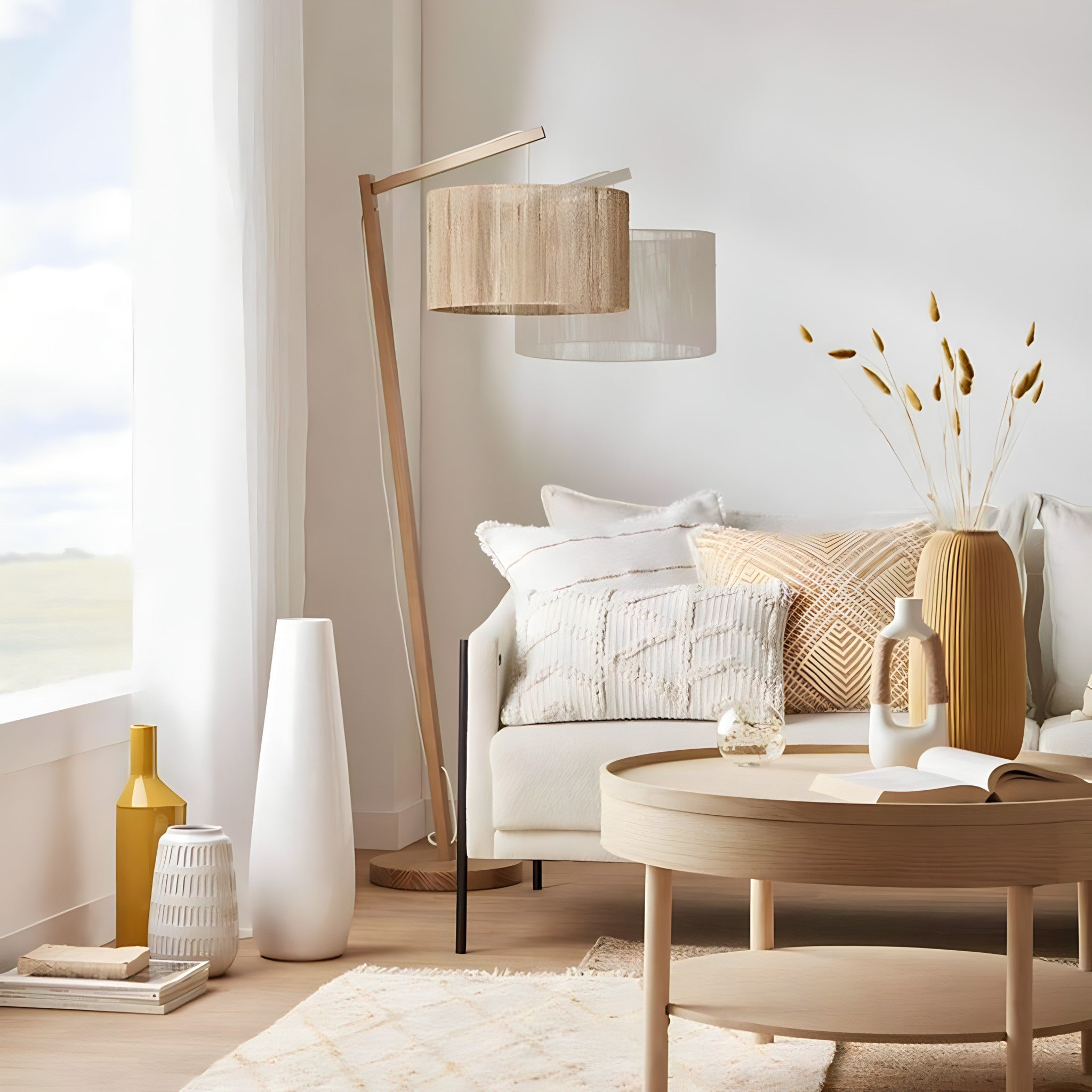 أباجورة أرضية خشب زان، 60*165 سم