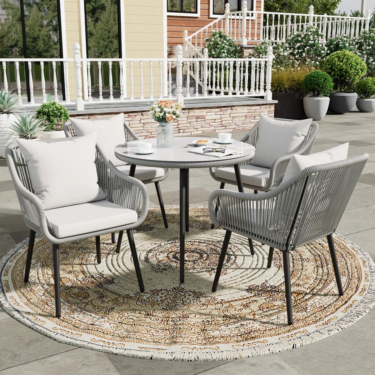 طقم سفرة خارجي ستيل و دوبار، 5 قطع