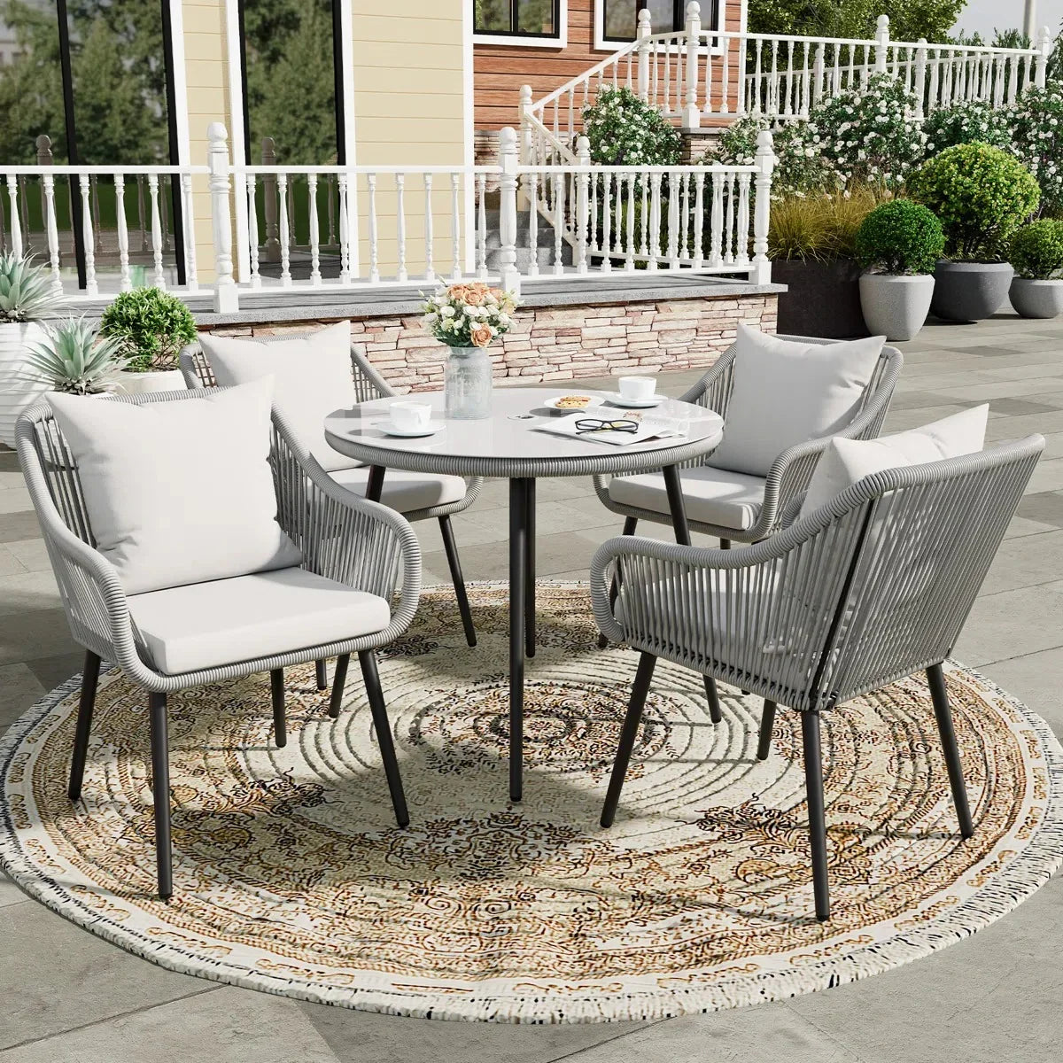 طقم سفرة خارجي ستيل و دوبار، 5 قطع