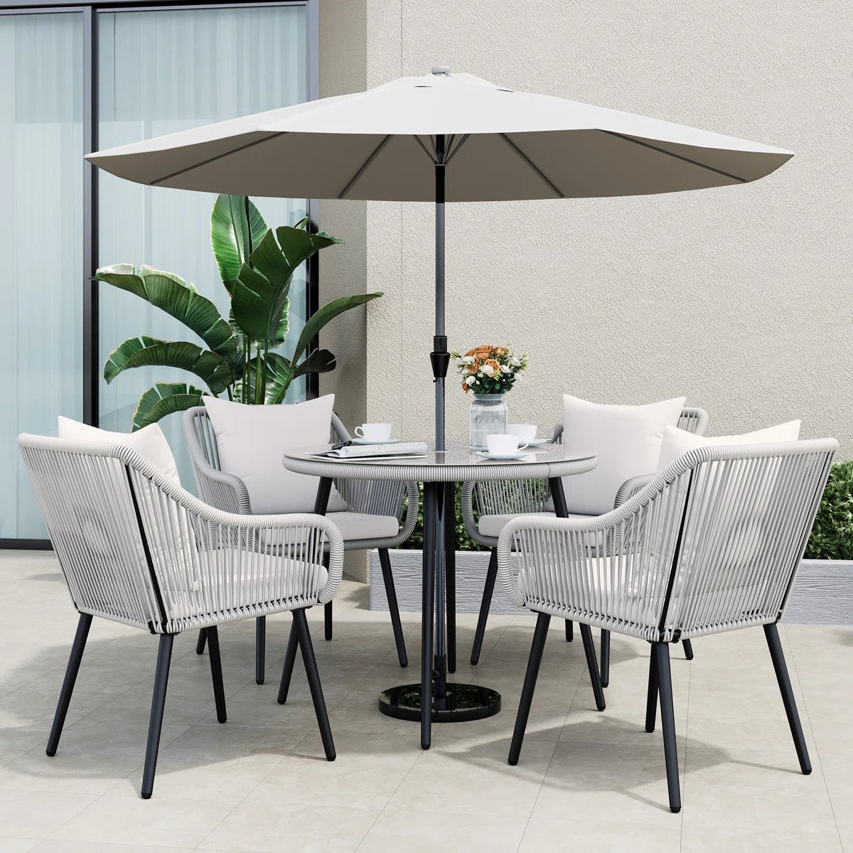 طقم سفرة خارجي ستيل و دوبار، 5 قطع