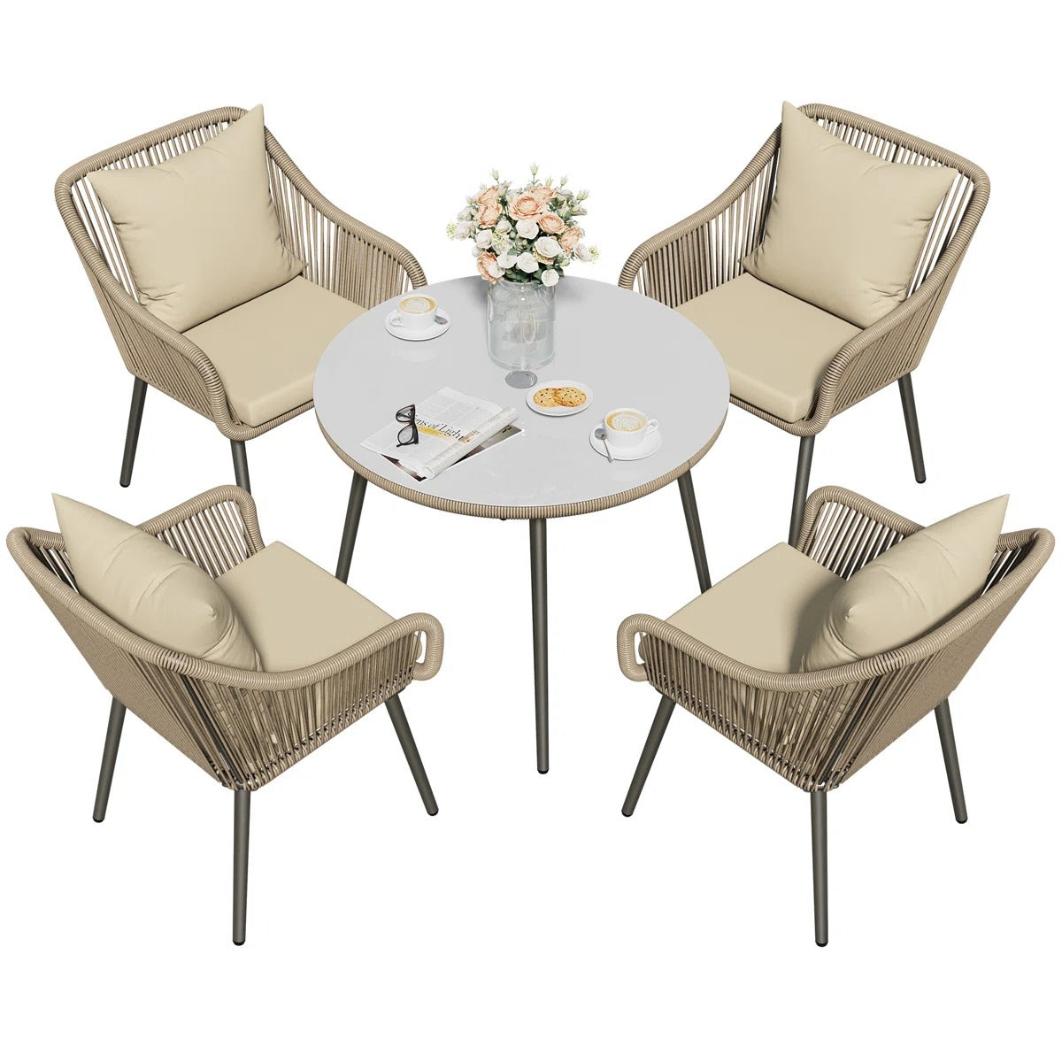 طقم سفرة خارجي ستيل و دوبار، 5 قطع