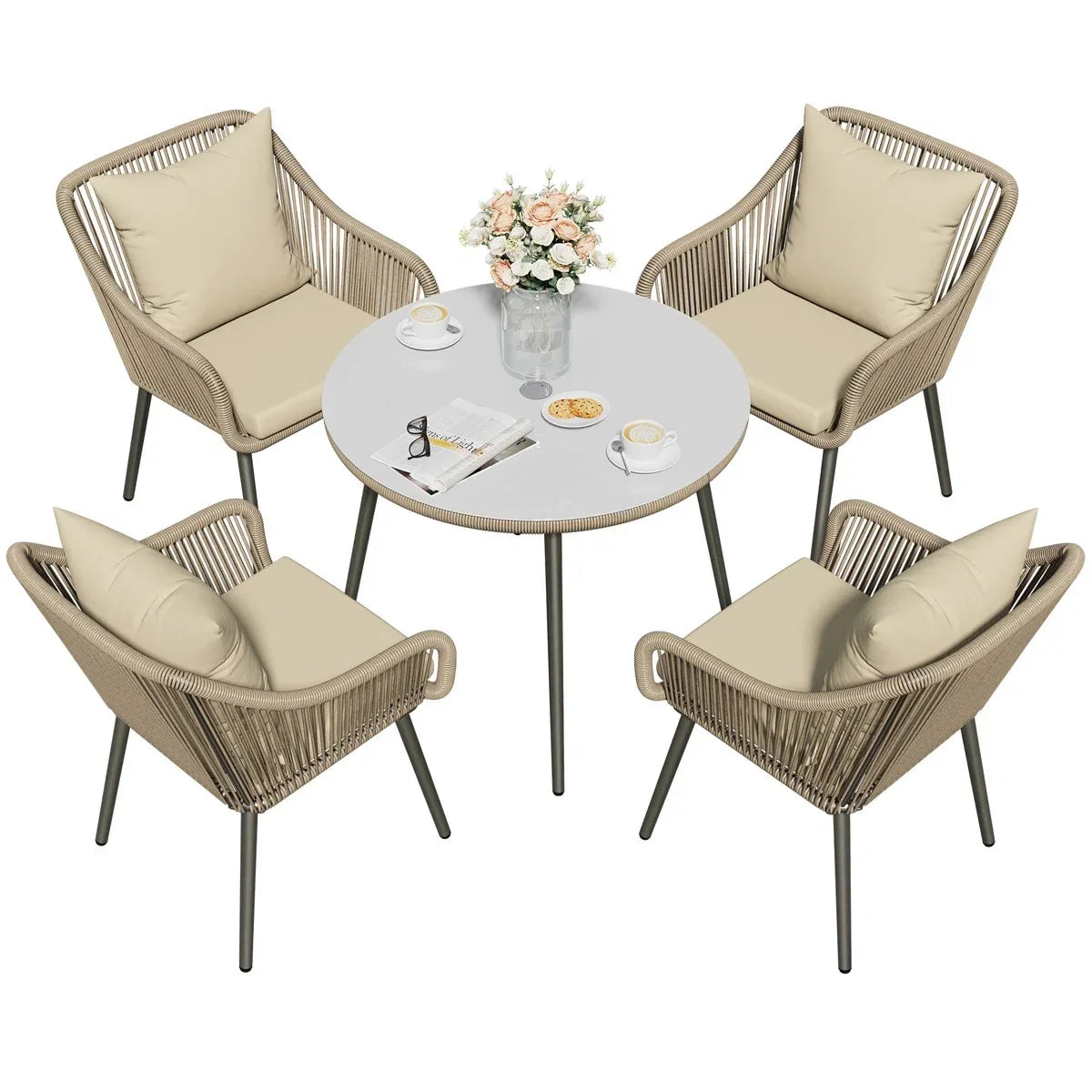 طقم سفرة خارجي ستيل و دوبار، 5 قطع