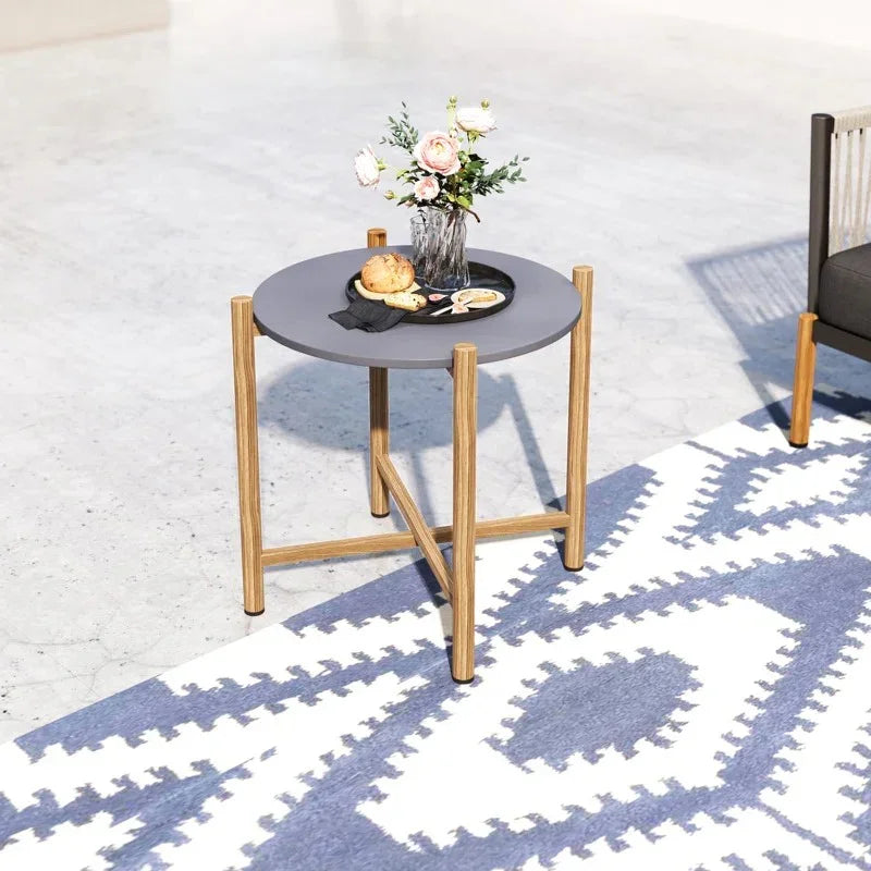 طقم ترابيزات خارجية ستيل و ام دي اف، قطعتين