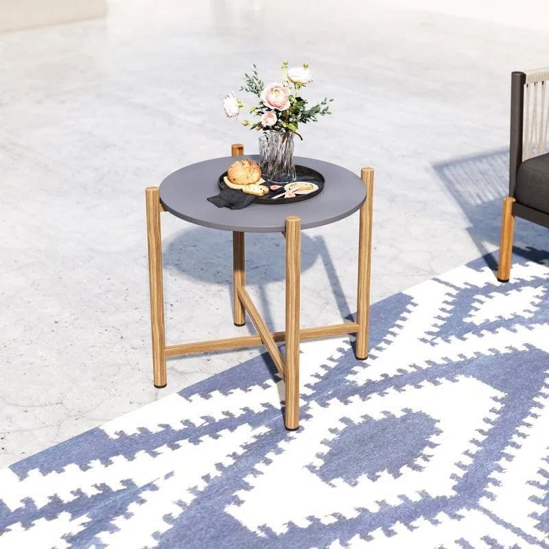 طقم ترابيزات خارجية ستيل و ام دي اف، قطعتين