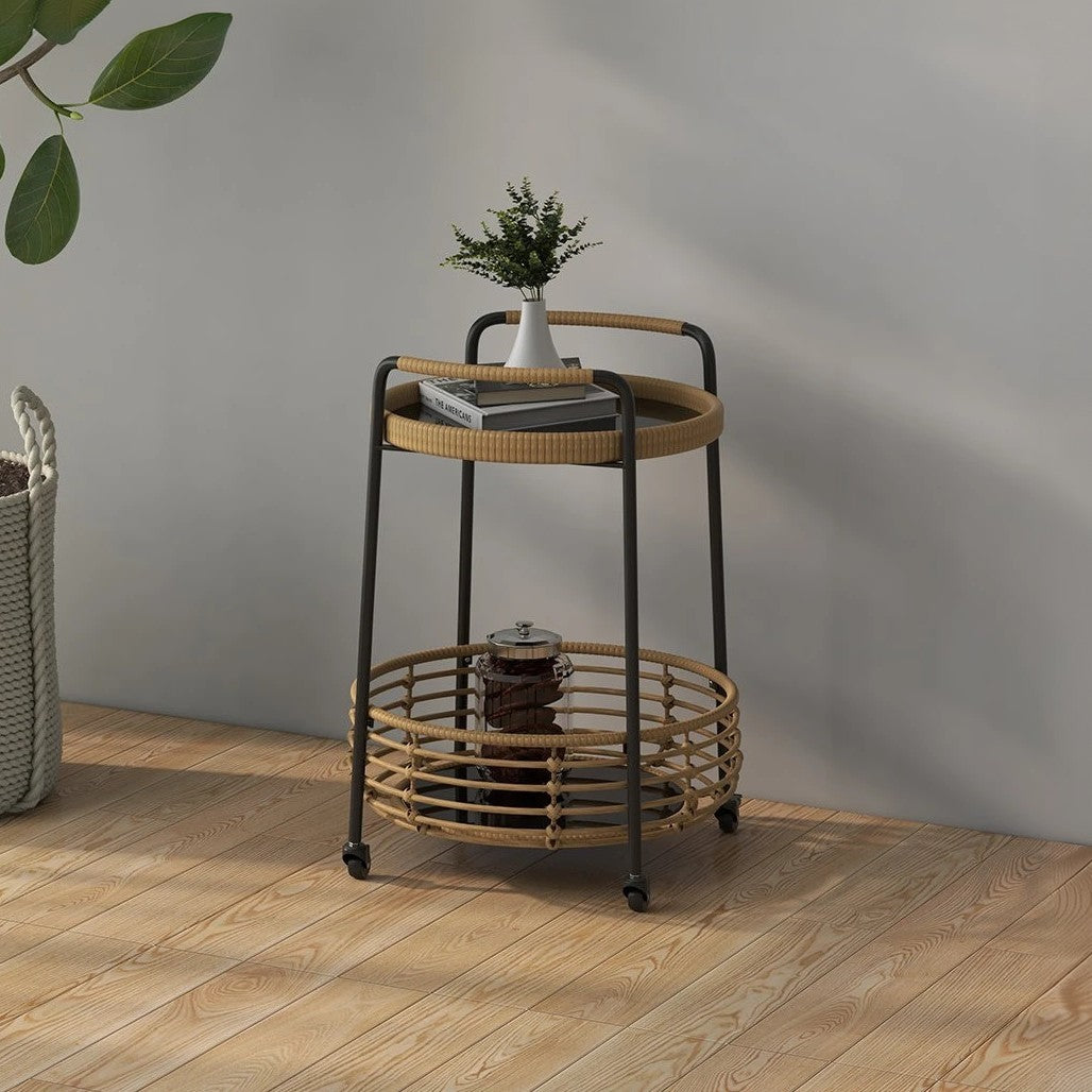 ترابيزة خارجية ستيل و راتان، 50*50*80 سم