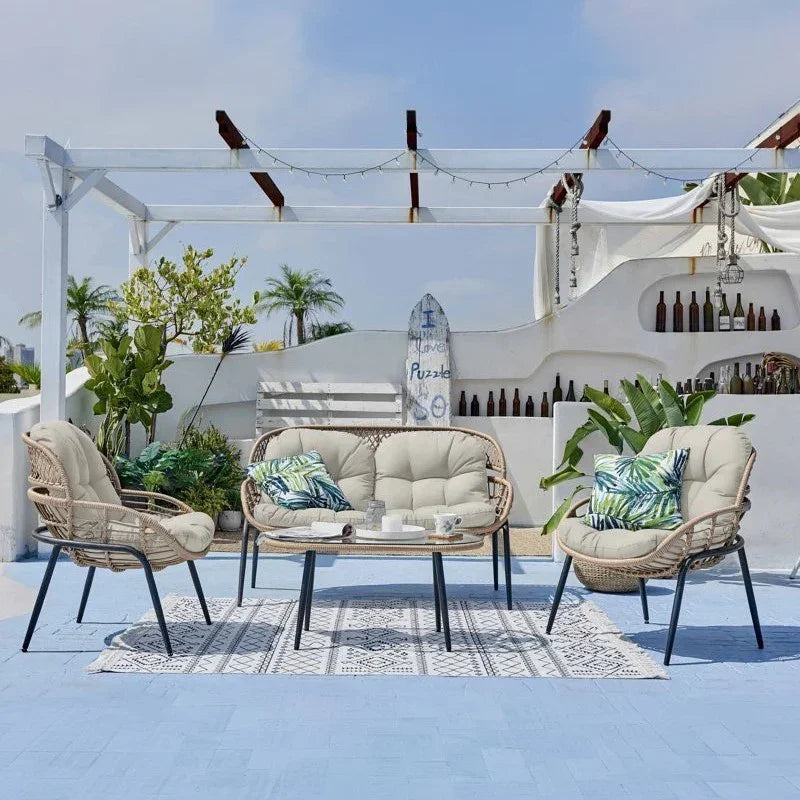 طقم خارجي ستيل و راتان، 4 قطع