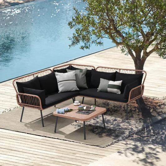 طقم خارجي ستيل و راتان، 3 قطع