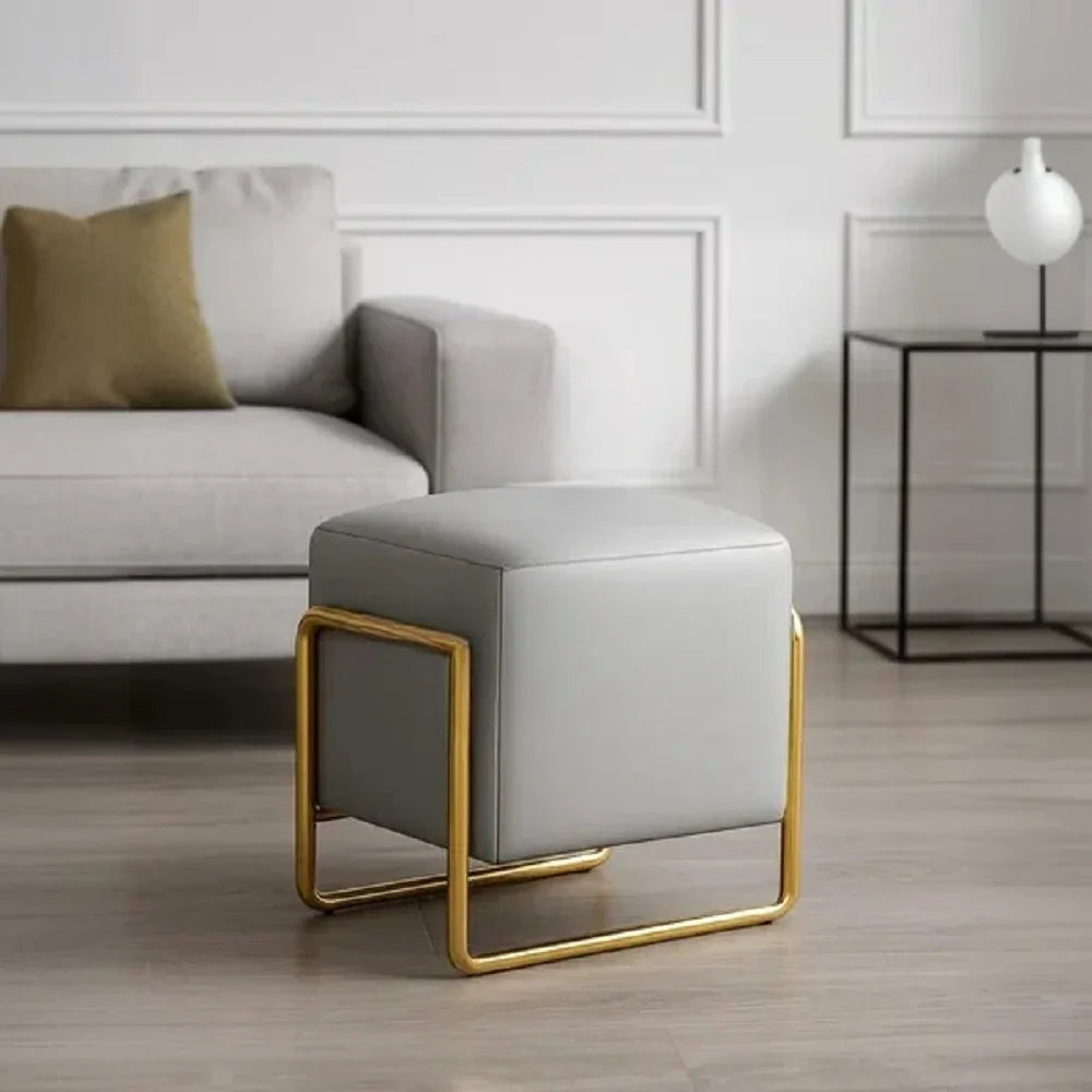 بف ستيل و جلد، 50*50*50 سم - رمادي