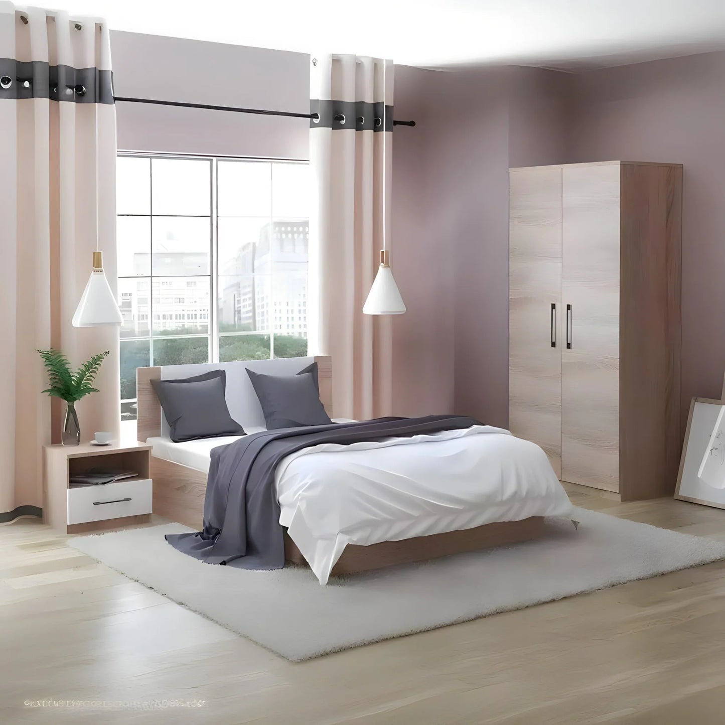 غرفة نوم، خشب ام دي اف - 3 قطع