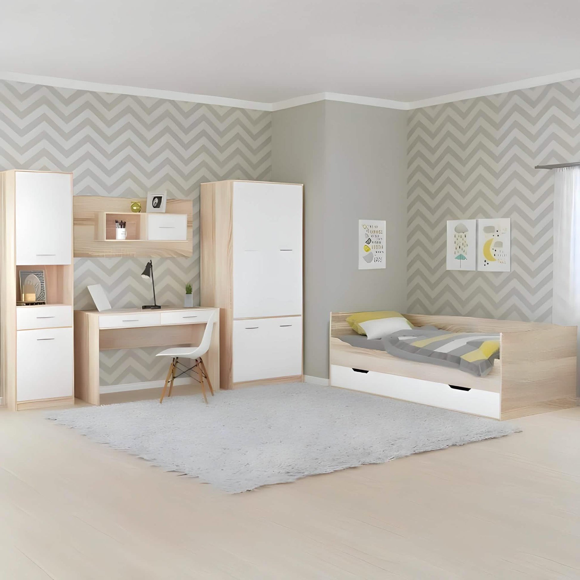 غرفة نوم، خشب ام دي اف - 3 قطع