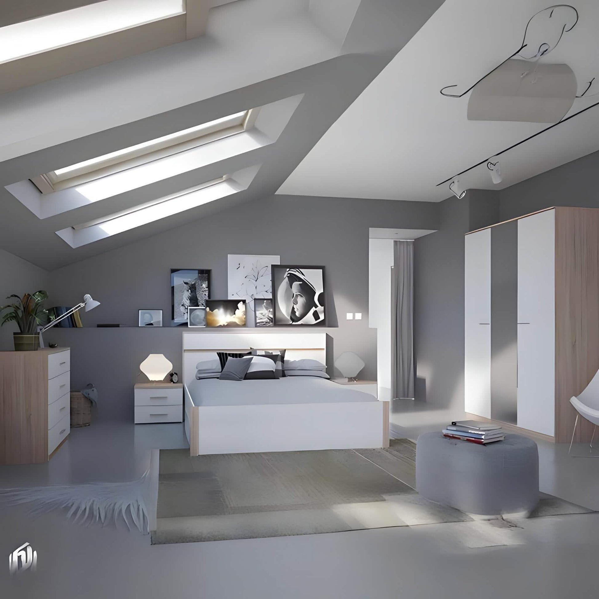 غرفة نوم كاملة، خشب ام دي اف - 4 قطع