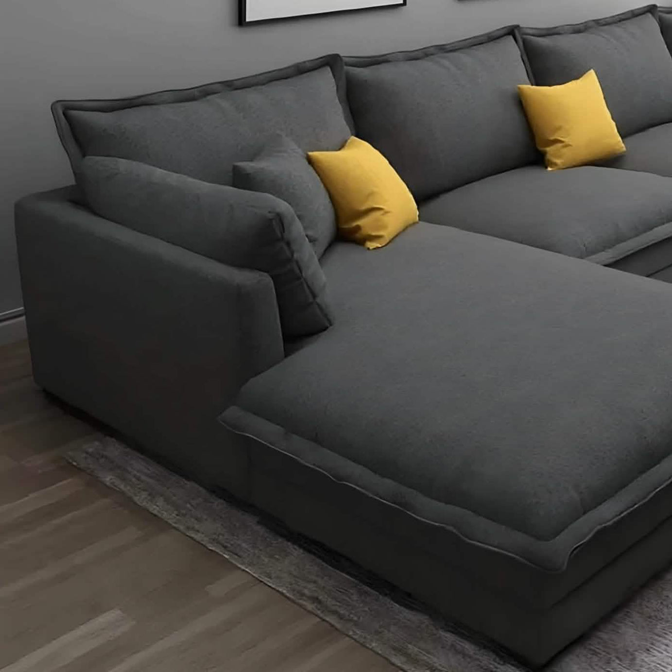 ركنة خشب زان، 300*200*75 سم - رمادي