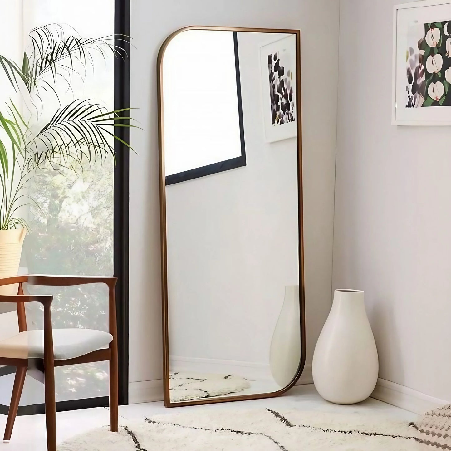 مرايا ستاند بإطار خشب ام دي اف، 50*2*160 سم