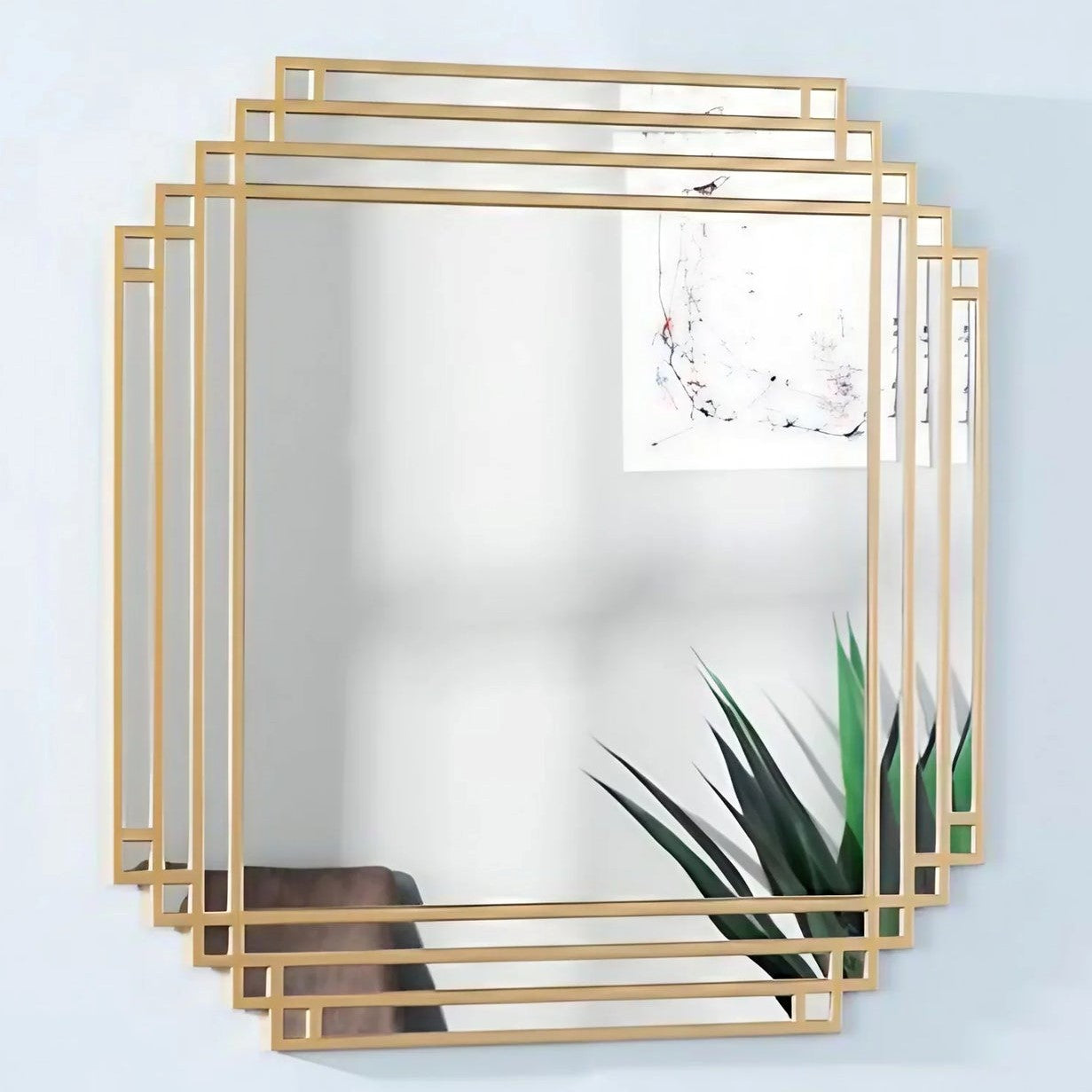 مرايا حائط بإطار خشب ام دي اف، 70*2*70 سم