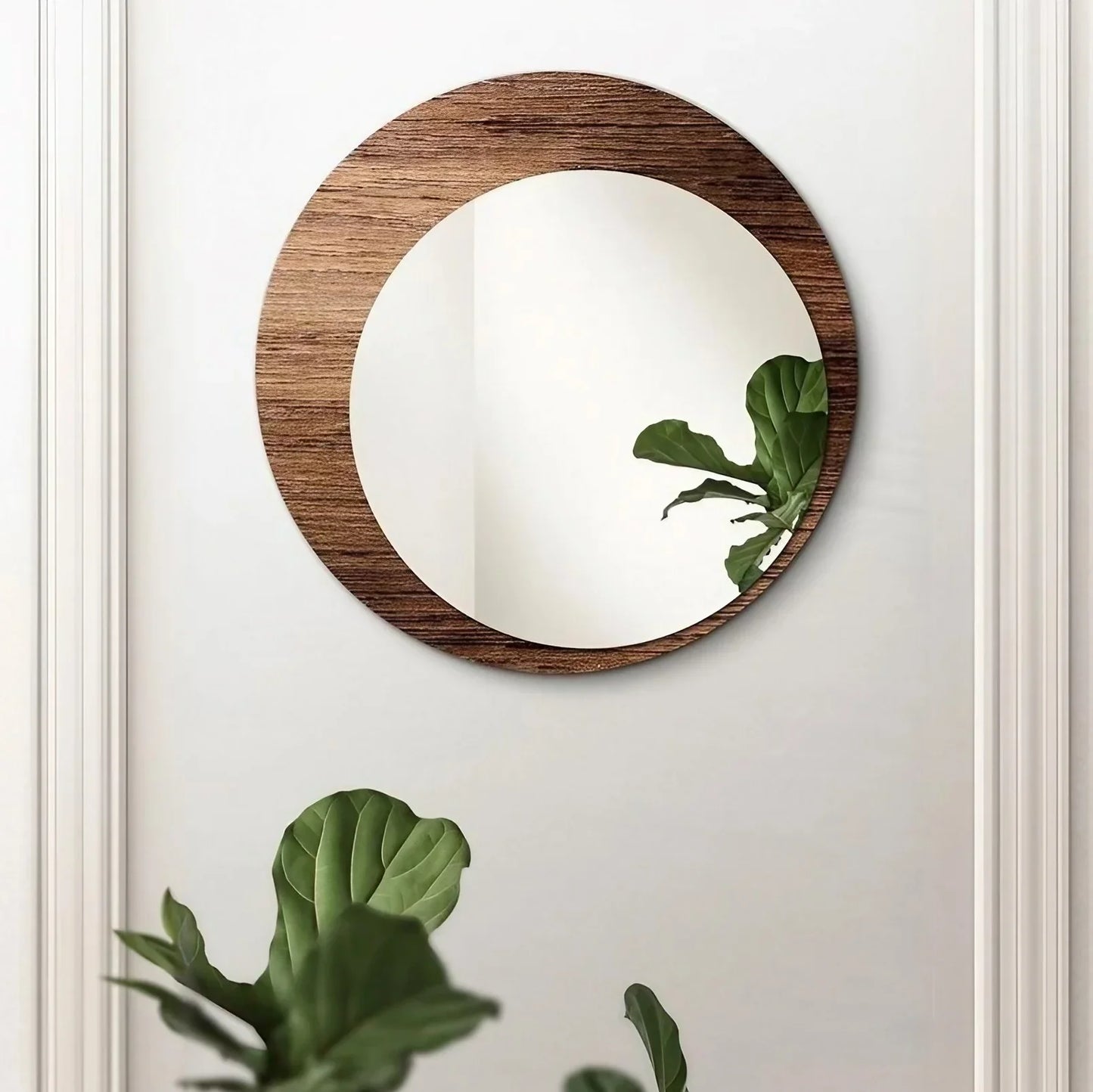 مرايا حائط بإطار خشب ام دي اف، 70*70 سم