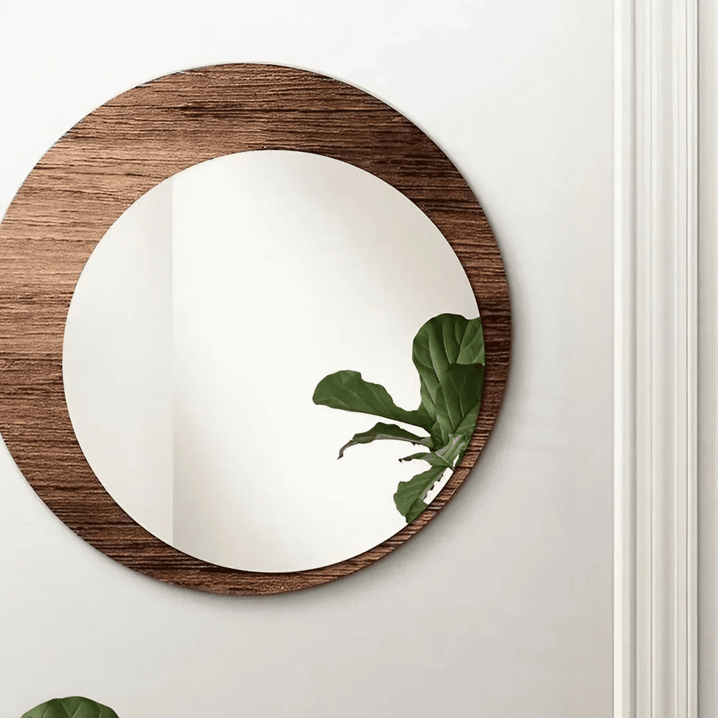 مرايا حائط بإطار خشب ام دي اف، 70*70 سم
