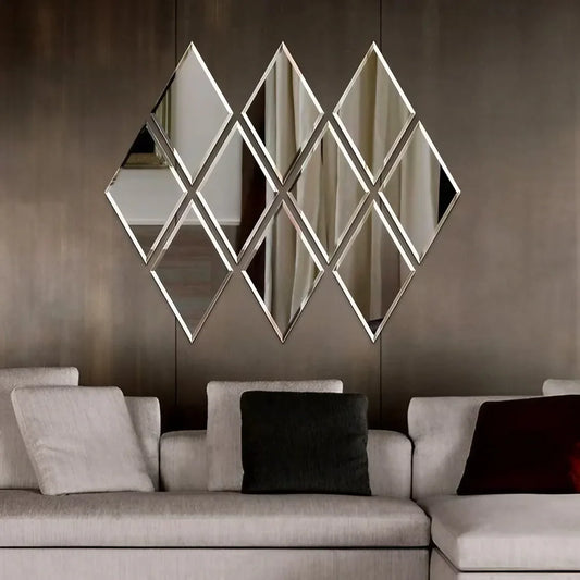 طقم مرايات حائط بإطار خشب ام دي اف، 10 قطع