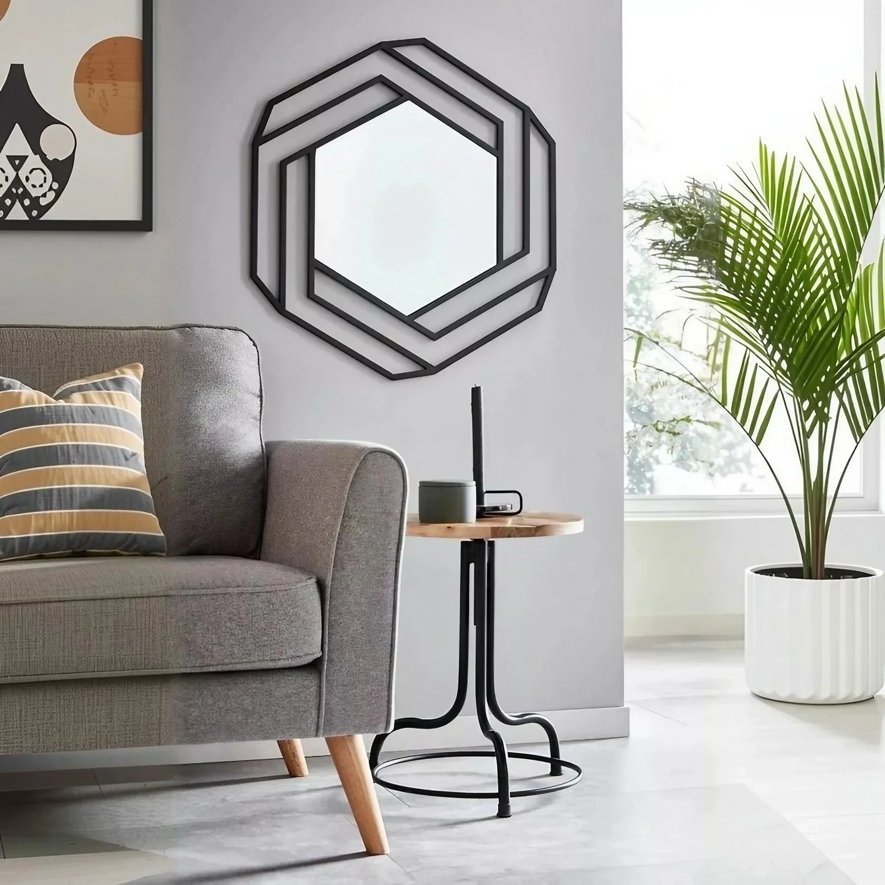 مرايا حائط بإطار خشب ام دي اف، 80*80 سم