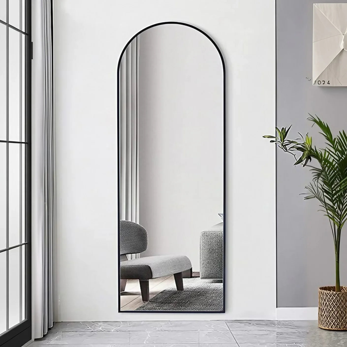 مرايا ستاند بإطار خشب ام دي اف، 60*2*170 سم