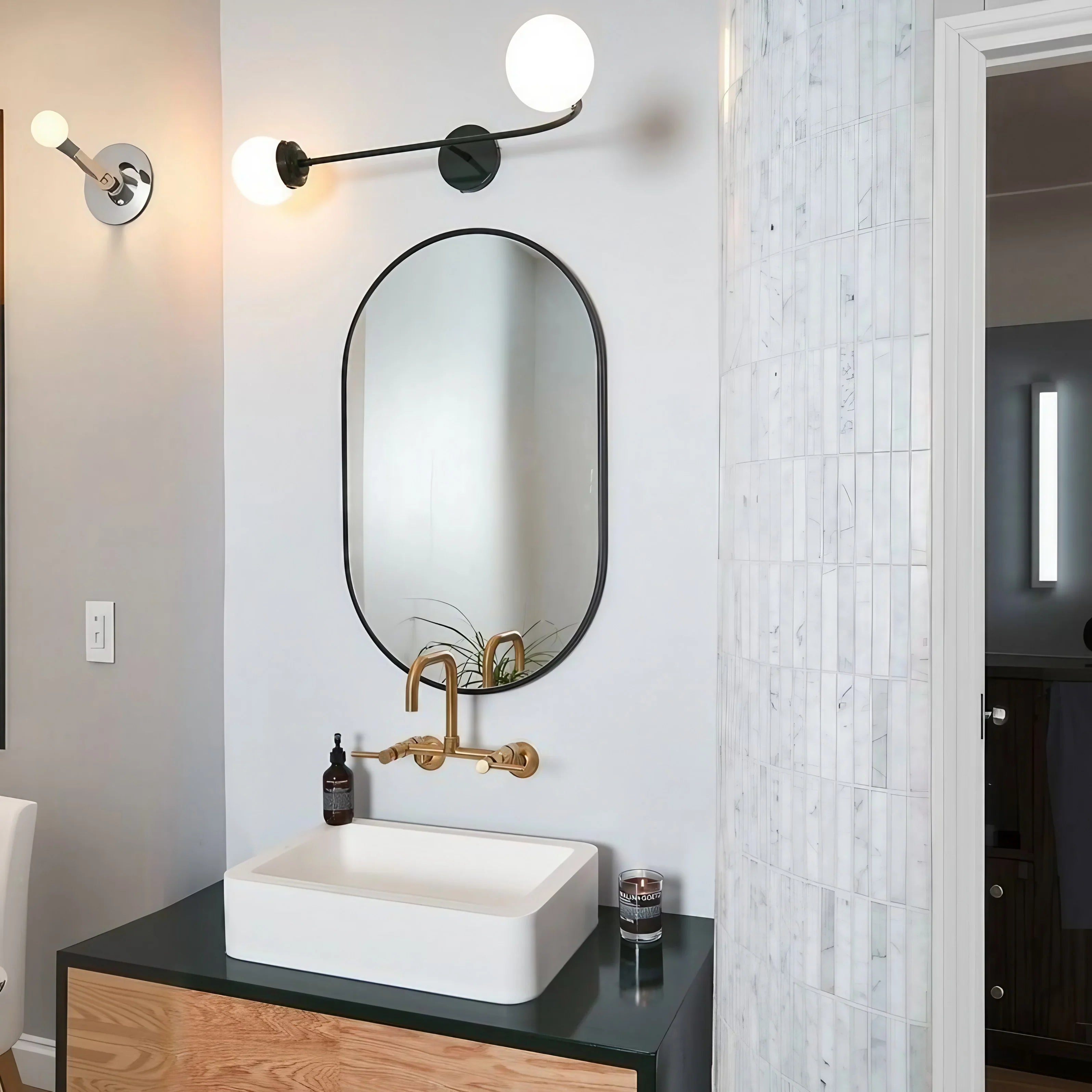 مرايا حائط بإطار خشب ام دي اف، 30*2*70 سم