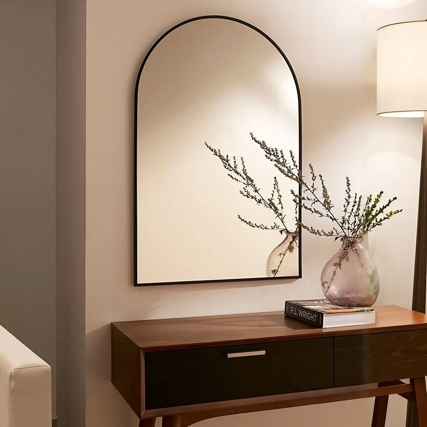 مرايا حائط بإطار خشب ام دي اف، 55*2*100 سم