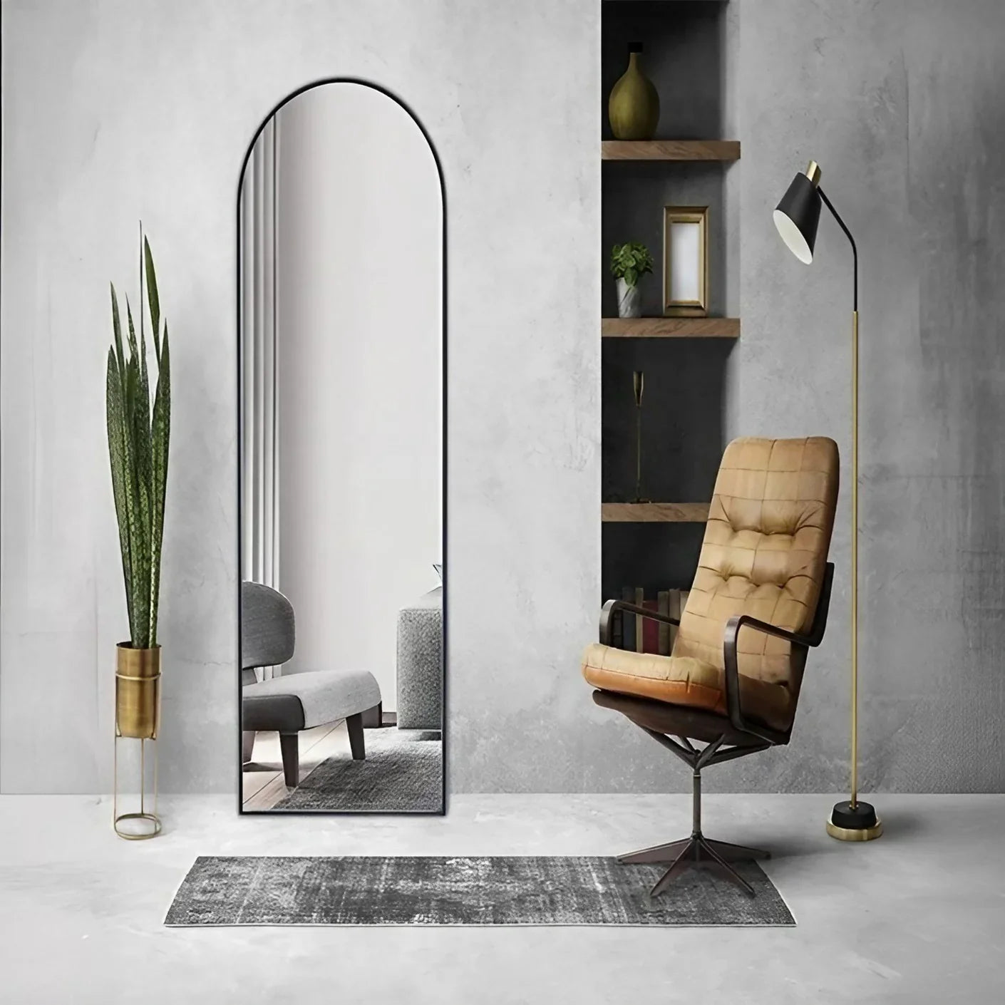 مرايا حائط بإطار خشب ام دي اف، 35*2*145 سم