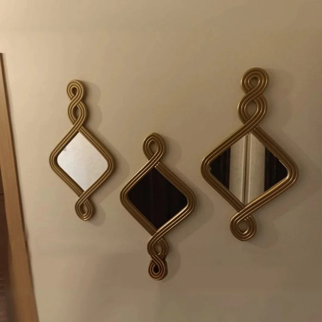 طقم مرايات حائط بإطار ام دي اف، 20*2*50 سم - 3 قطع