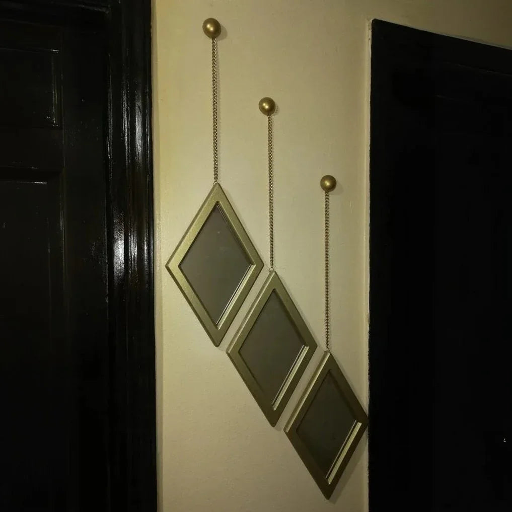 طقم مرايات حائط بإطار ام دي اف، 17*2*28 سم - 3 قطع