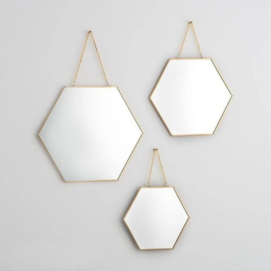 طقم مرايات حائط بإطار خشب ام دي اف، 3 قطع