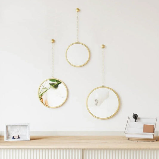 طقم مرايات حائط بإطار خشب ام دي اف، 3 قطع