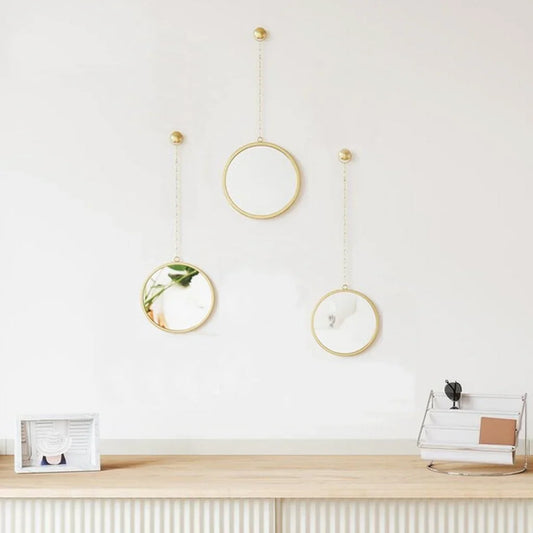 طقم مرايات حائط بإطار خشب ام دي اف، 3 قطع