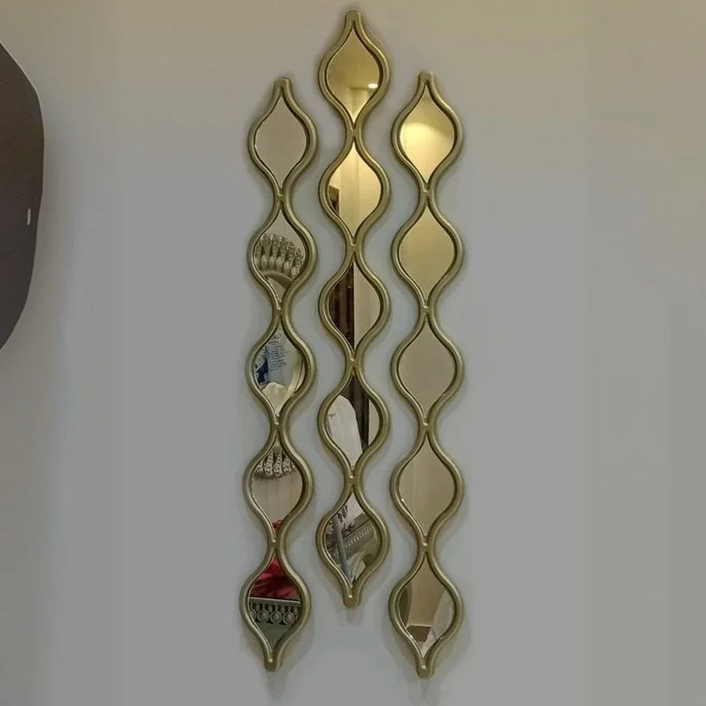 طقم مرايات ديكور حائط بإطار ام دي اف، 10*2*100 سم - 3 قطع