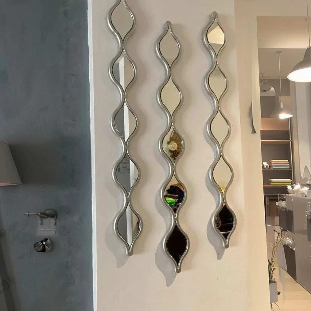 طقم مرايات ديكور حائط بإطار ام دي اف، 10*2*100 سم - 3 قطع