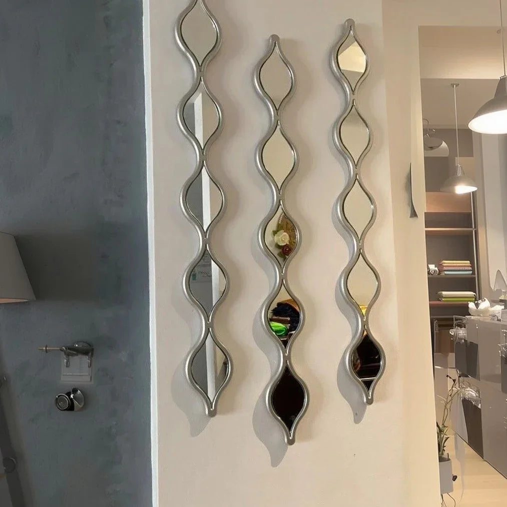 طقم مرايات ديكور حائط بإطار ام دي اف، 10*2*100 سم - 3 قطع