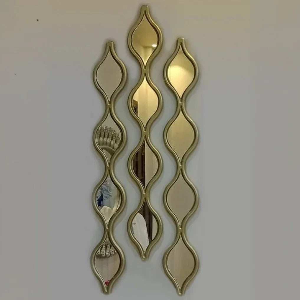 طقم مرايات ديكور حائط بإطار ام دي اف، 10*2*80 سم - 3 قطع
