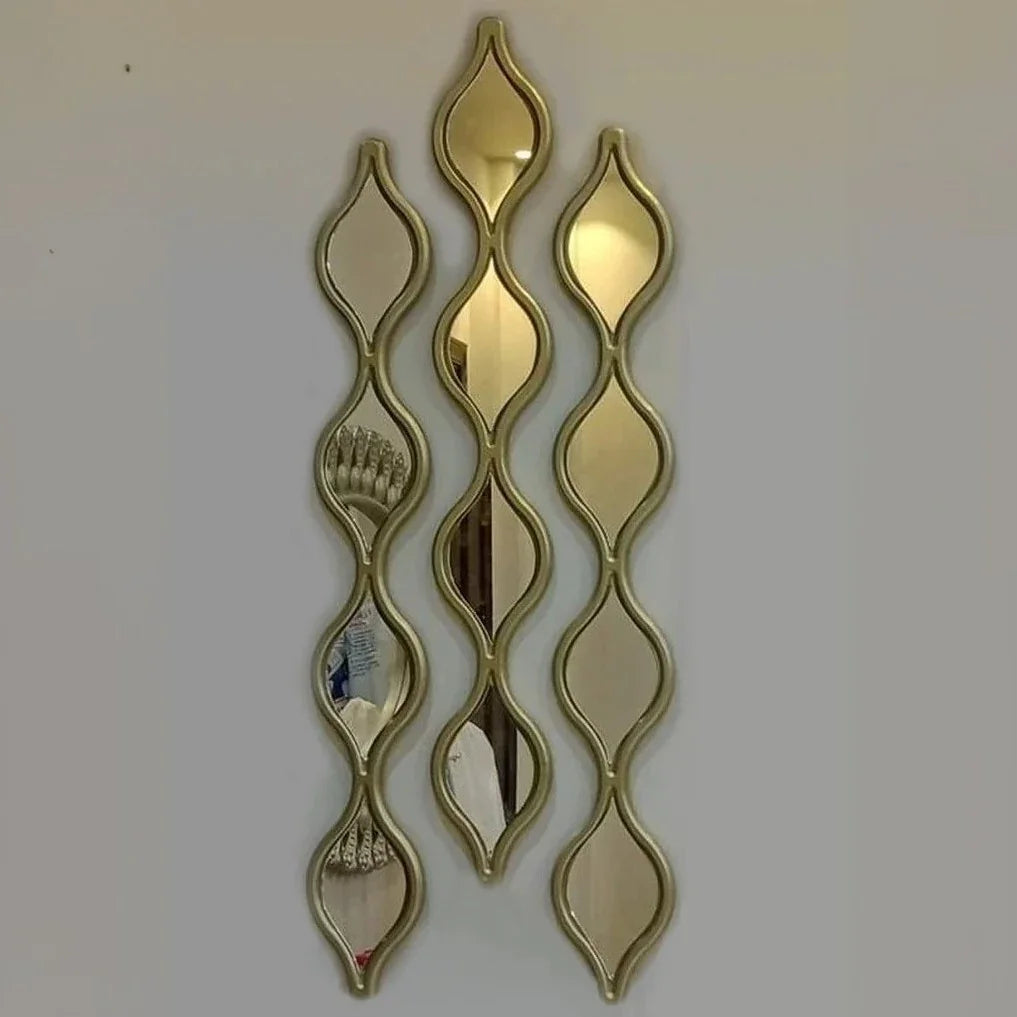 طقم مرايات ديكور حائط بإطار ام دي اف، 10*2*80 سم - 3 قطع