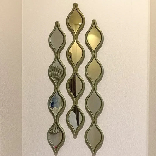 طقم مرايات ديكور حائط بإطار ام دي اف، 10*2*80 سم - 3 قطع