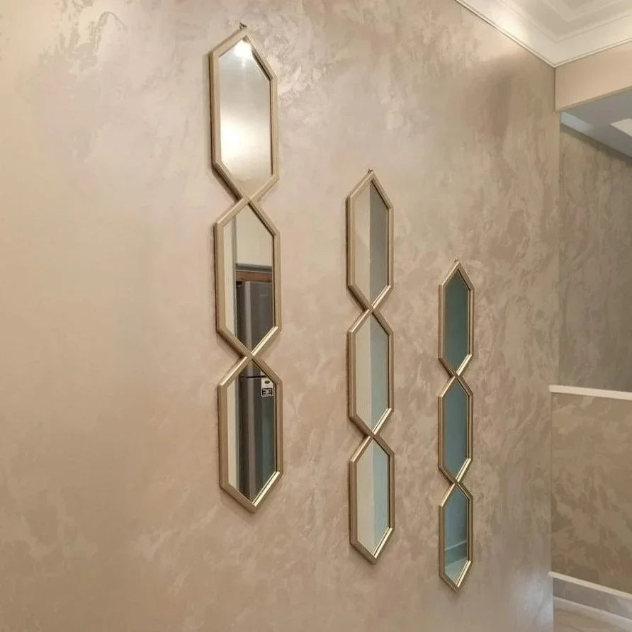 طقم مرايات ديكور حائط بإطار ام دي اف، 15*2*80 سم - 3 قطع