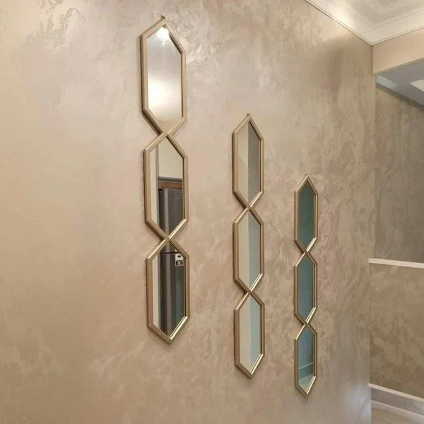 طقم مرايات ديكور حائط بإطار ام دي اف، 15*2*80 سم - 3 قطع
