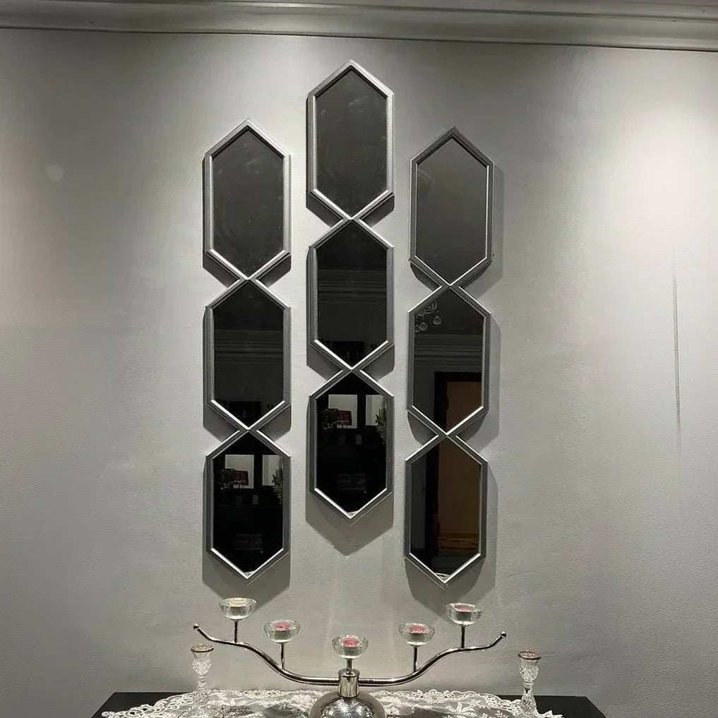 طقم مرايات ديكور حائط بإطار ام دي اف، 15*2*80 سم - 3 قطع