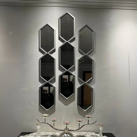 طقم مرايات ديكور حائط بإطار ام دي اف، 15*2*80 سم - 3 قطع