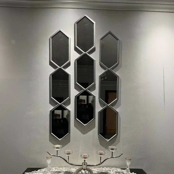 طقم مرايات ديكور حائط بإطار ام دي اف، 15*2*80 سم - 3 قطع