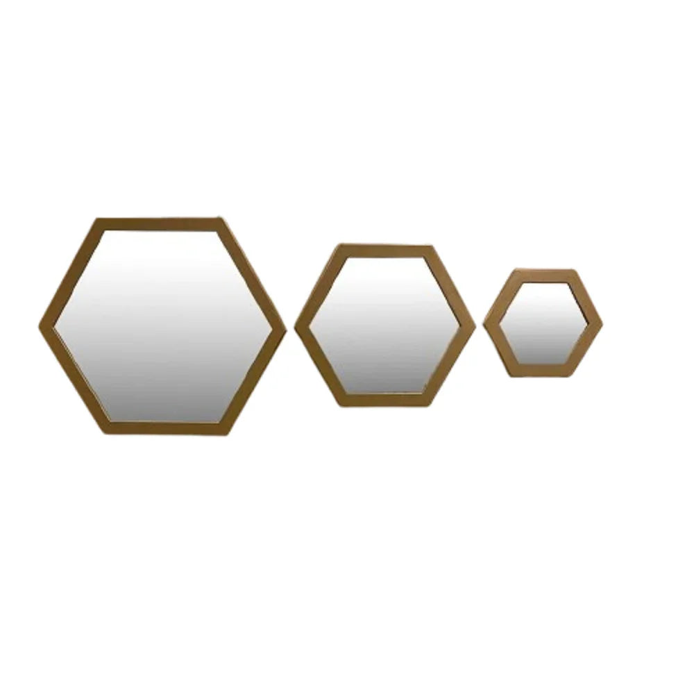 طقم مرايات حائط بإطار خشب ام دي اف، 3 قطع