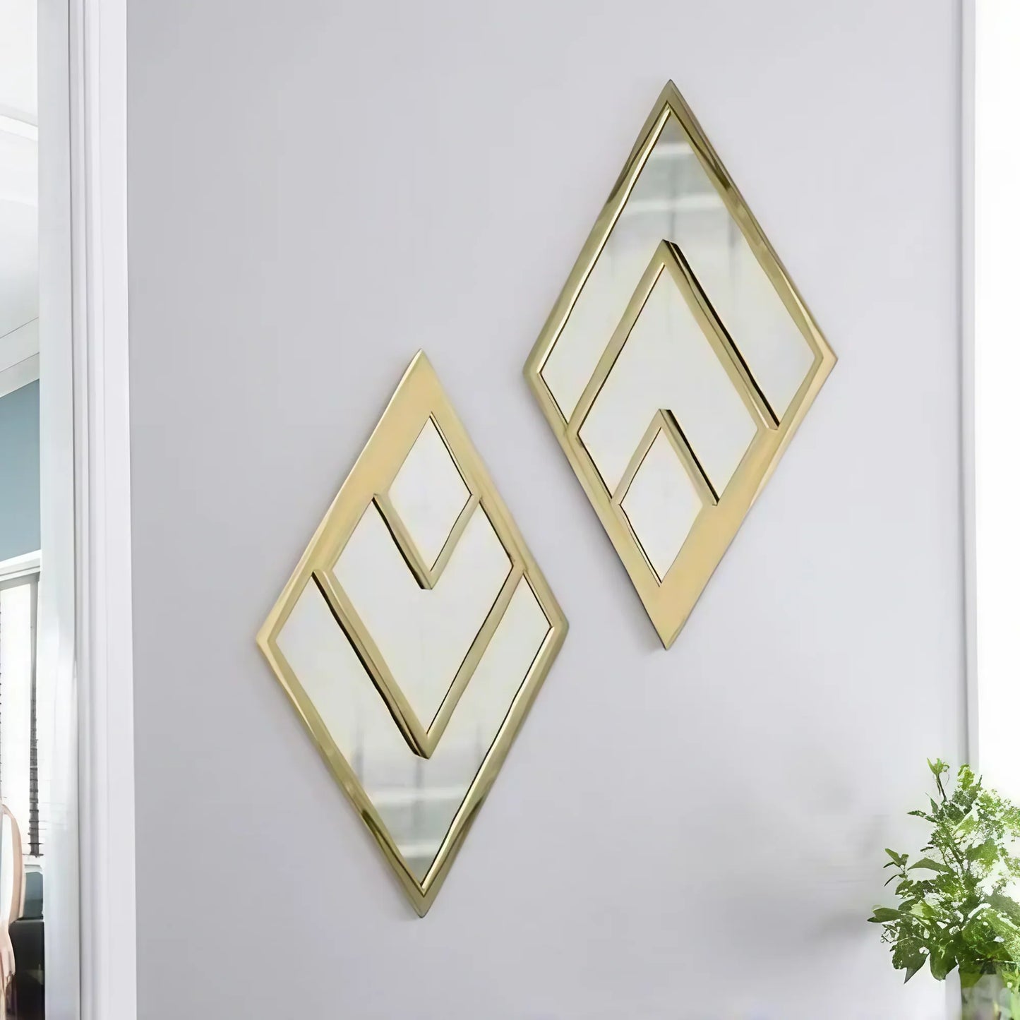 طقم مرايات حائط بإطار خشب ام دي اف، 25*2*40 سم - قطعتين