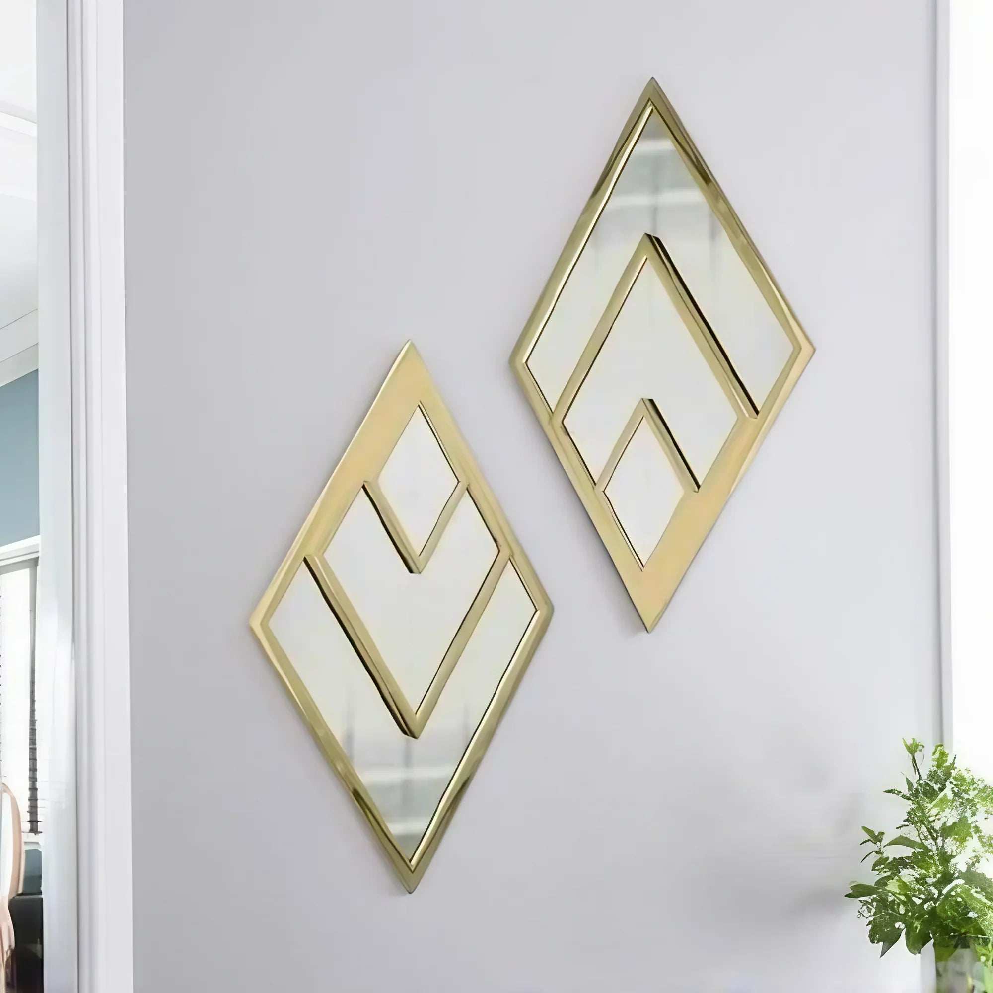 طقم مرايات حائط بإطار خشب ام دي اف، 25*2*40 سم - قطعتين