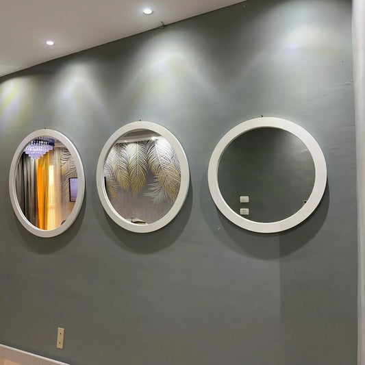طقم مرايات حائط بإطار خشب، 3 قطع