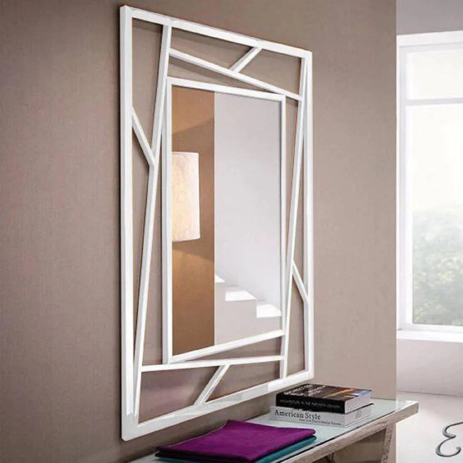 مرايا حائط بإطار خشب ام دي اف، 80*2*100 سم